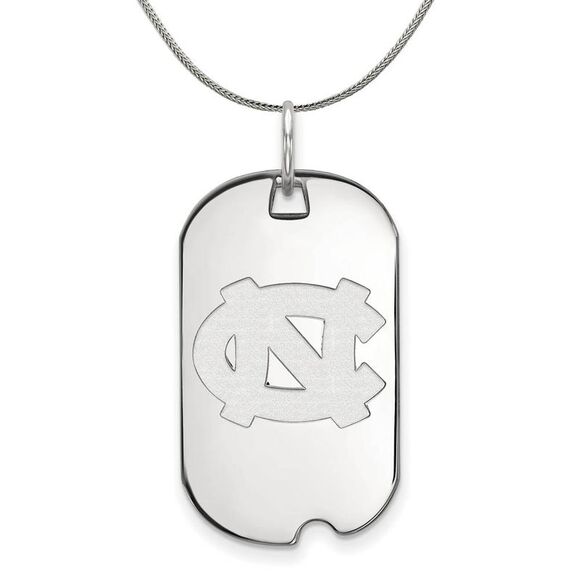 Sterling Silver North Carolina Dog Tag Pendant Necklace - 24 Inch
